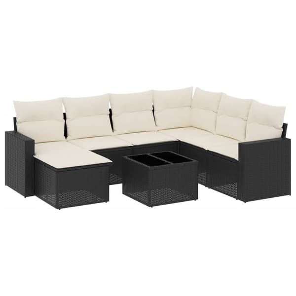 vidaXL sofasæt til haven 8 dele med hynder polyrattan sort