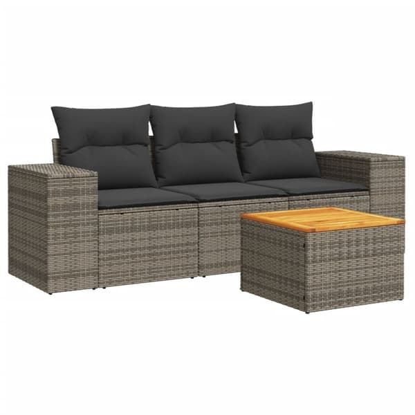 vidaXL sofasæt til haven 4 dele med hynder polyrattan grå