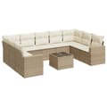 Miniatyrbillede 2 af 3: vidaXL sofasæt til haven 10 dele med hynder polyrattan beige