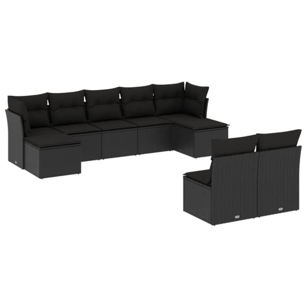 vidaXL sofasæt til haven 9 dele med hynder polyrattan sort