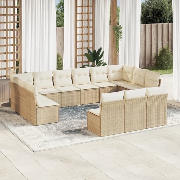 vidaXL sofasæt til haven 13 dele med hynder polyrattan beige
