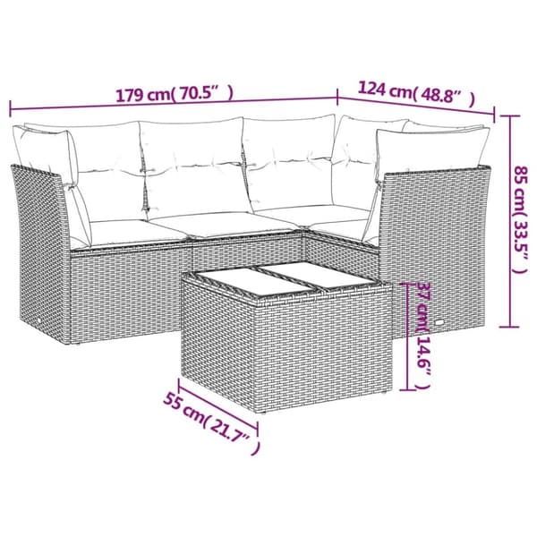 vidaXL sofasæt til haven 5 dele med hynder polyrattan beige