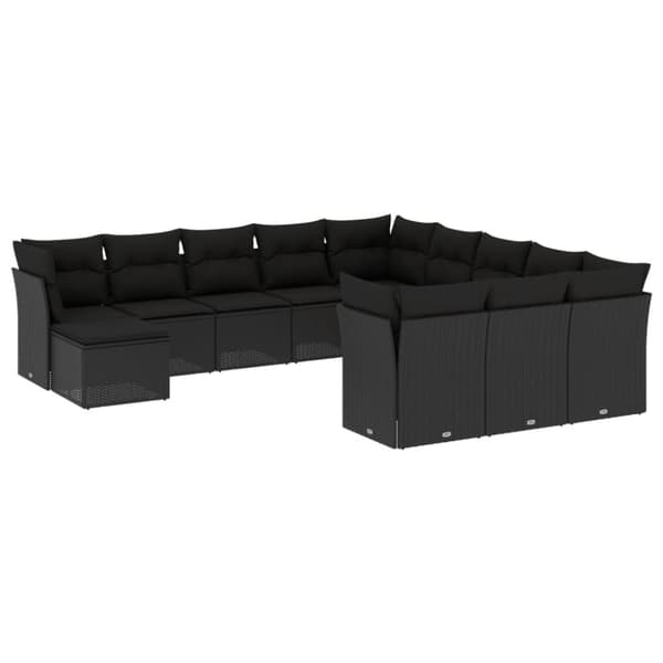 vidaXL sofasæt til haven 12 dele med hynder polyrattan sort