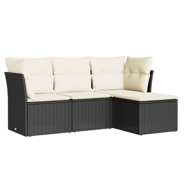 vidaXL sofasæt til haven 4 dele med hynder polyrattan sort