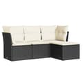 Miniatyrbillede 1 af 4: vidaXL sofasæt til haven 4 dele med hynder polyrattan sort