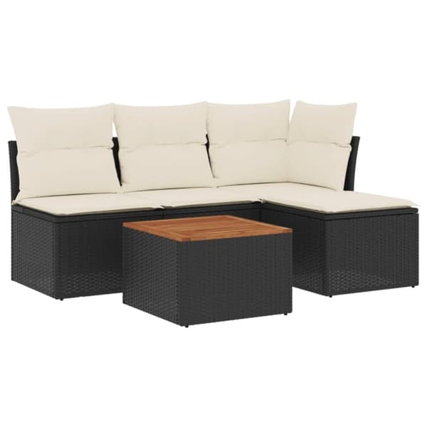 vidaXL sofasæt til haven 5 dele med hynder polyrattan sort