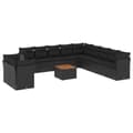 Miniatyrbillede 1 af 3: vidaXL sofasæt til haven 12 dele med hynder polyrattan sort