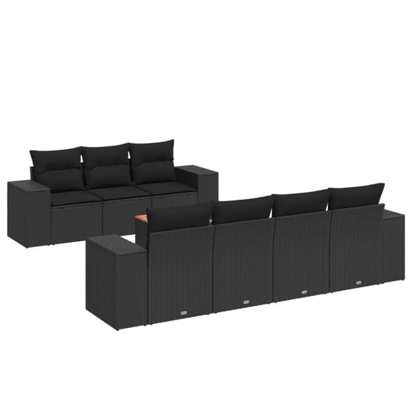 vidaXL sofasæt til haven 8 dele med hynder polyrattan sort