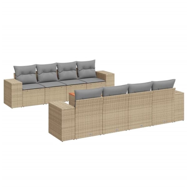 vidaXL sofasæt til haven 9 dele med hynder polyrattan beige
