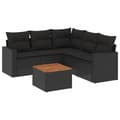 Miniatyrbillede 1 af 3: vidaXL sofasæt til haven 6 dele med hynder polyrattan sort