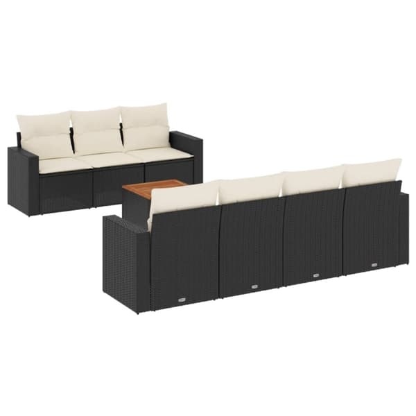 vidaXL sofasæt til haven 8 dele med hynder polyrattan sort