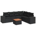 Miniatyrbillede 1 af 3: vidaXL sofasæt til haven 7 dele med hynder polyrattan sort