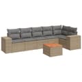 Miniatyrbillede 1 af 3: vidaXL sofasæt til haven 7 dele med hynder polyrattan beige