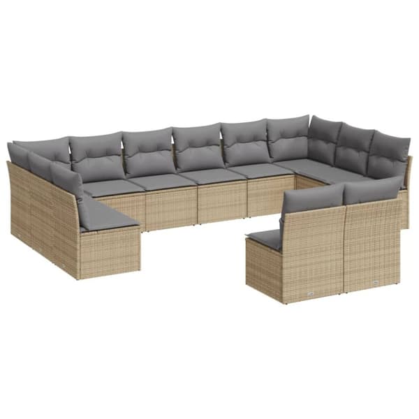 vidaXL sofasæt til haven 12 dele med hynder polyrattan beige