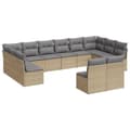 Miniatyrbillede 1 af 3: vidaXL sofasæt til haven 12 dele med hynder polyrattan beige