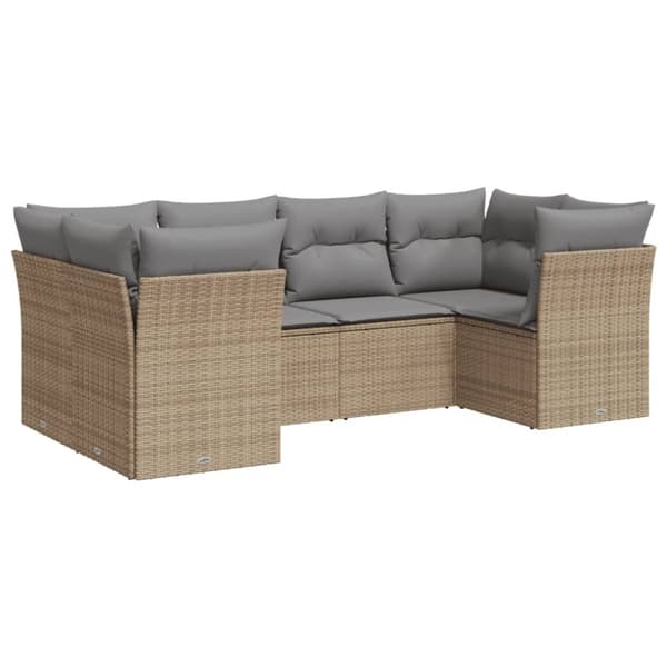 vidaXL sofasæt til haven 6 dele med hynder polyrattan beige