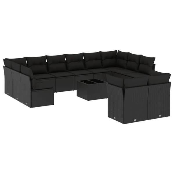 vidaXL sofasæt til haven 13 dele med hynder polyrattan sort