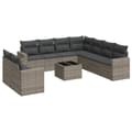 Miniatyrbillede 1 af 3: vidaXL sofasæt til haven 10 dele med hynder polyrattan grå