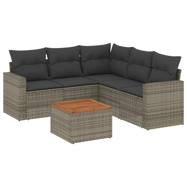 vidaXL sofasæt til haven 6 dele med hynder polyrattan grå