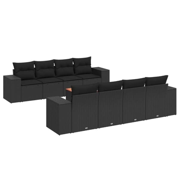 vidaXL sofasæt til haven 9 dele med hynder polyrattan sort