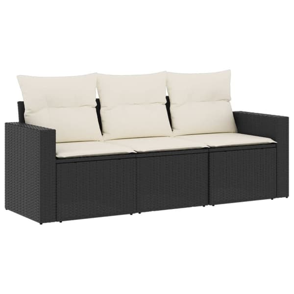 vidaXL sofasæt til haven 3 dele med hynder polyrattan sort