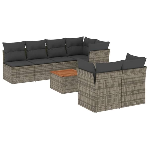 vidaXL sofasæt til haven 8 dele med hynder polyrattan grå