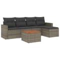 Miniatyrbillede 1 af 3: vidaXL sofasæt til haven 6 dele med hynder polyrattan grå