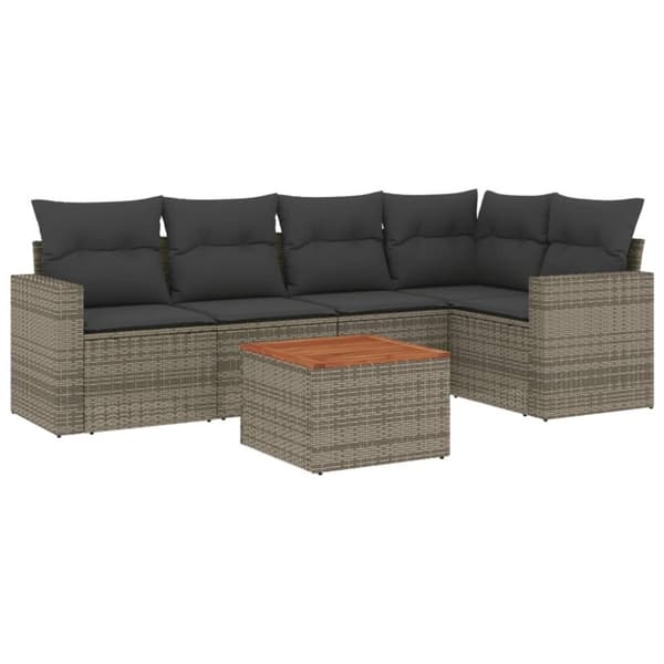 vidaXL sofasæt til haven 6 dele med hynder polyrattan grå