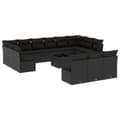 Miniatyrbillede 1 af 3: vidaXL sofasæt til haven 14 dele med hynder polyrattan sort