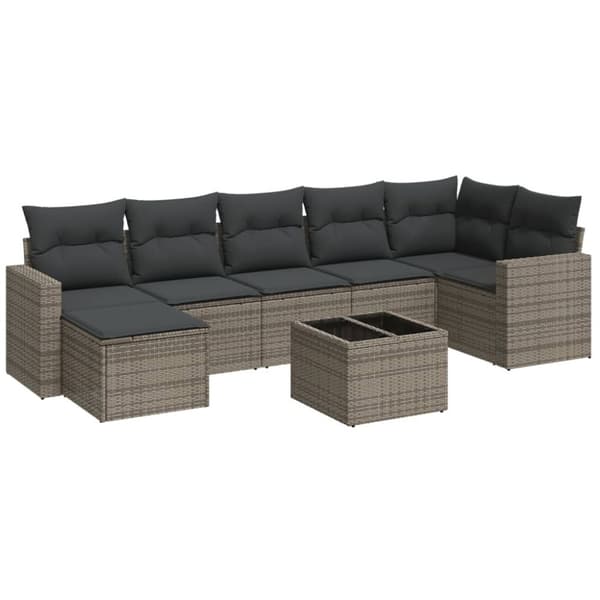 vidaXL sofasæt til haven 8 dele med hynder polyrattan grå