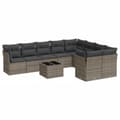 Miniatyrbillede 1 af 3: vidaXL sofasæt til haven 10 dele med hynder polyrattan grå