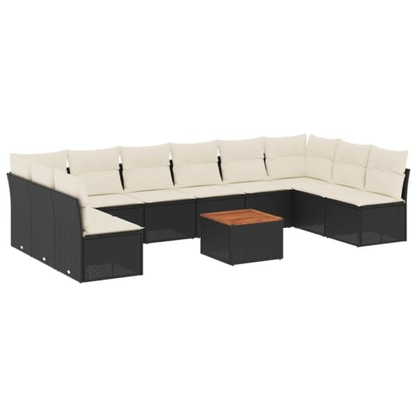 vidaXL sofasæt til haven 11 dele med hynder polyrattan sort