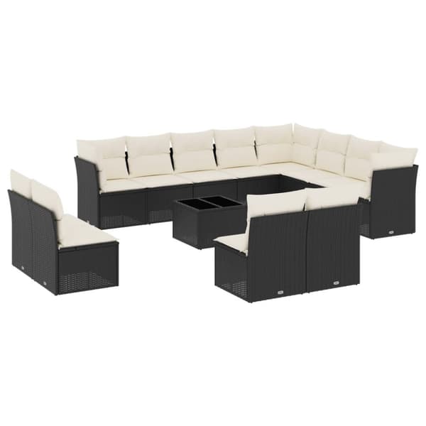vidaXL sofasæt til haven 13 dele med hynder polyrattan sort