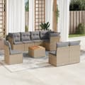 Miniatyrbillede 3 af 3: vidaXL sofasæt til haven 9 dele med hynder polyrattan beige