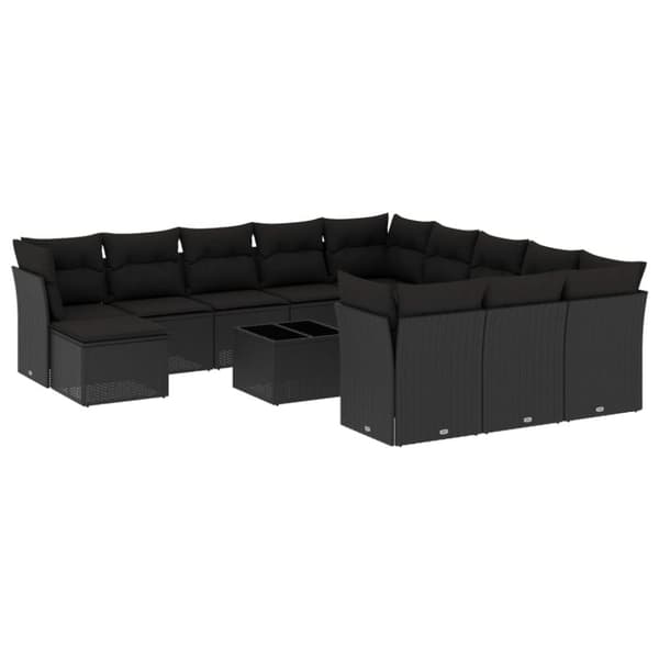 vidaXL sofasæt til haven 13 dele med hynder polyrattan sort