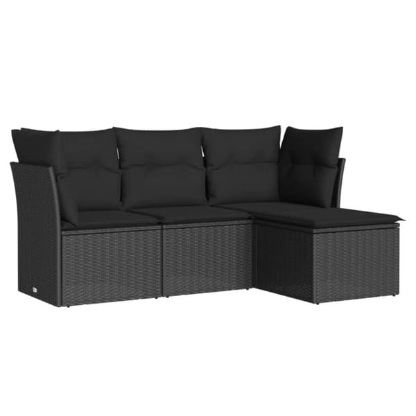 vidaXL sofasæt til haven 4 dele med hynder polyrattan sort
