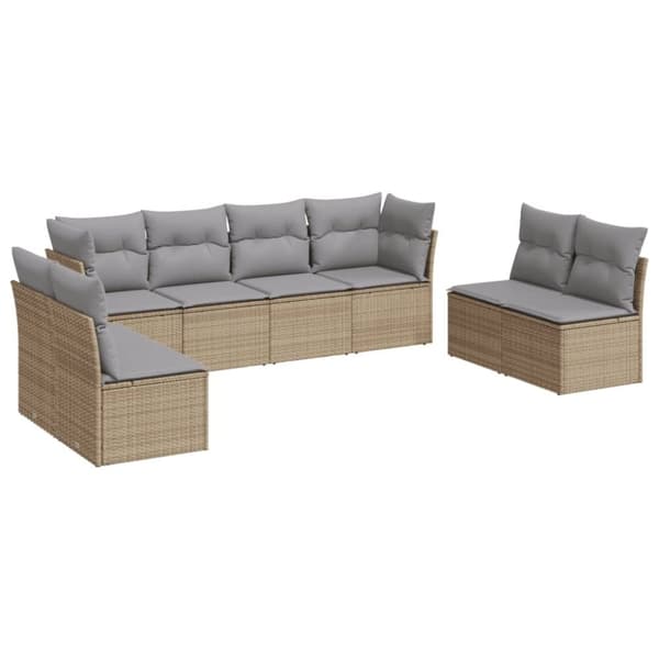 vidaXL sofasæt til haven 8 dele med hynder polyrattan beige