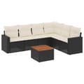 Miniatyrbillede 1 af 3: vidaXL sofasæt til haven 7 dele med hynder polyrattan sort