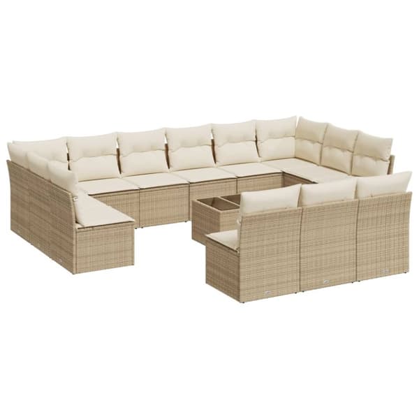vidaXL sofasæt til haven 14 dele med hynder polyrattan beige