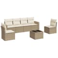 Miniatyrbillede 1 af 3: vidaXL sofasæt til haven 7 dele med hynder polyrattan beige