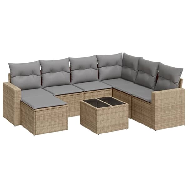 vidaXL sofasæt til haven 8 dele med hynder polyrattan beige