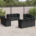 Miniatyrbillede 3 af 3: vidaXL sofasæt til haven 12 dele med hynder polyrattan sort