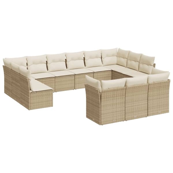vidaXL sofasæt til haven 13 dele med hynder polyrattan beige