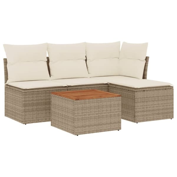 vidaXL sofasæt til haven 5 dele med hynder polyrattan beige