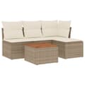 Miniatyrbillede 2 af 3: vidaXL sofasæt til haven 5 dele med hynder polyrattan beige