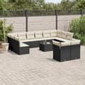 Miniatyrbillede 3 af 3: vidaXL sofasæt til haven 13 dele med hynder polyrattan sort