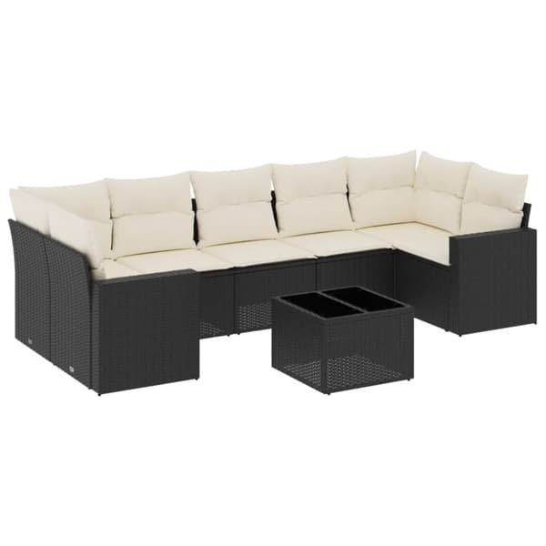 vidaXL sofasæt til haven 8 dele med hynder polyrattan sort