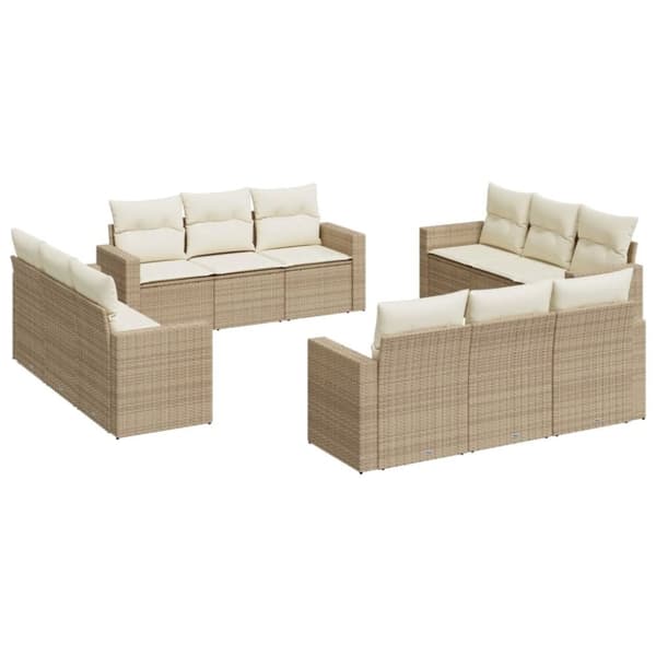 vidaXL sofasæt til haven 12 dele med hynder polyrattan beige