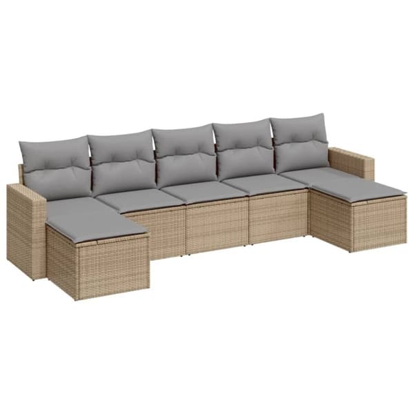 vidaXL sofasæt til haven 7 dele med hynder polyrattan beige