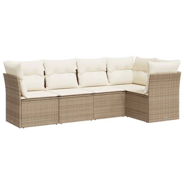 vidaXL sofasæt til haven 5 dele med hynder polyrattan beige